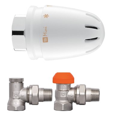 MONTER quality Zestaw termostatyczny: PREMIUM Głowica MINI M30x1.5 + zawór termostatyczny kątowy + zawór powrotny kątowy MQ V762462